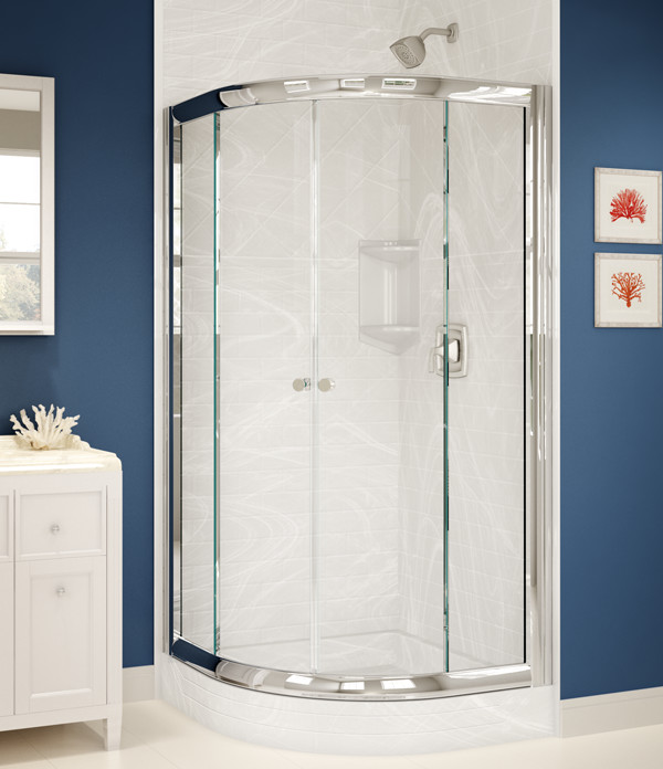 glass shower enclosures with a ceramic wall